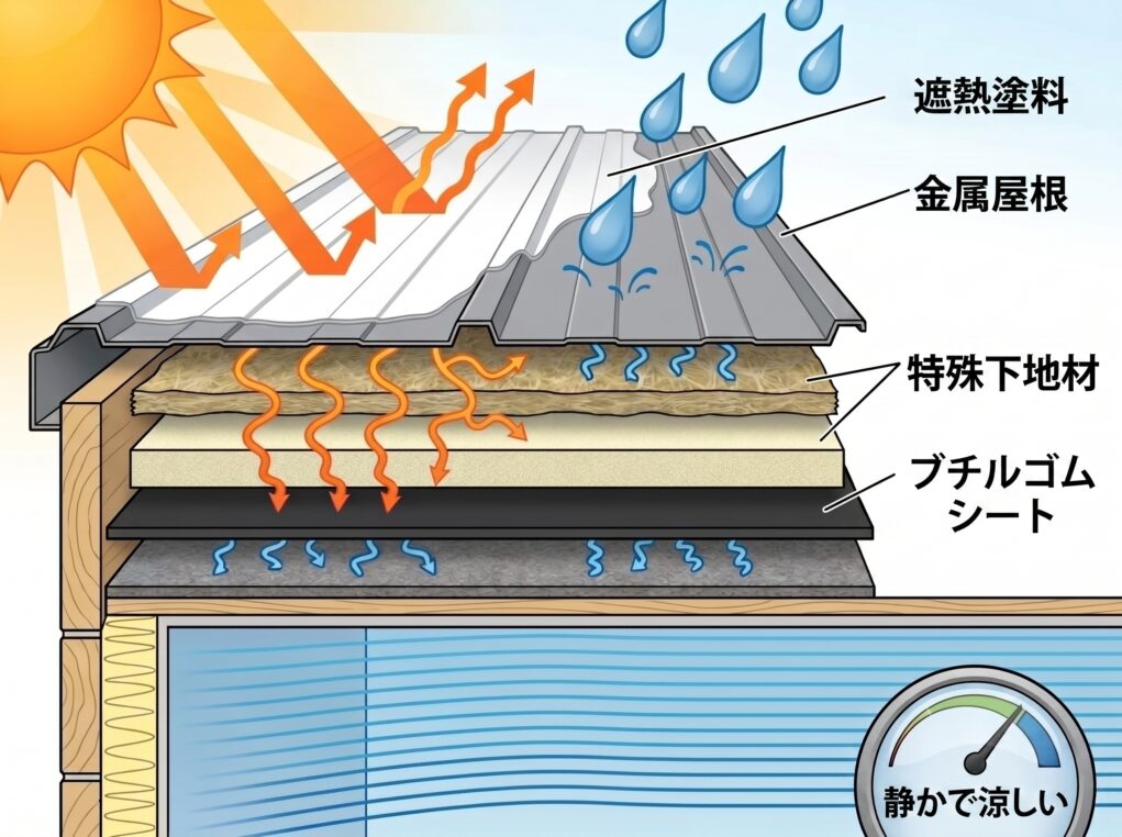 金属屋根の暑さと雨音を克服する遮熱・防音の技術構造